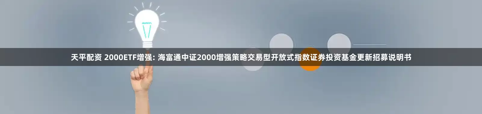 天平配资 2000ETF增强: 海富通中证2000增强策略交易型开放式指数证券投资基金更新招募说明书